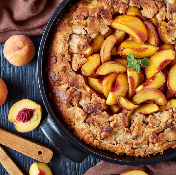 Delicious and mildly sweet Peach cobbler